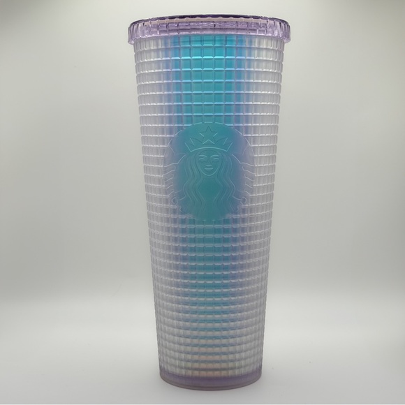 2022 Starbucks Spring Soft Touch Frosted Pearl Iridescent Grid Venti Tumbler Cup - Picture 1 of 1